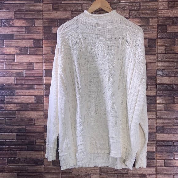 Vintage 90’s Womens Medium Knots and Bolts Cream Knit Sweater - Picture 1 of 12